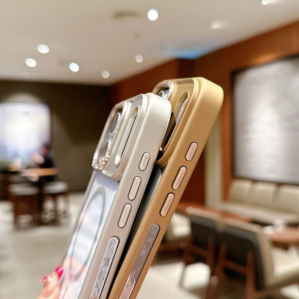Luxury for Magsafe Transparent  Hard Acrylic Case for iPhone 17 Air 16 15  14 Plus 13 Pro Max Camera Lens Diamond Protect Cover