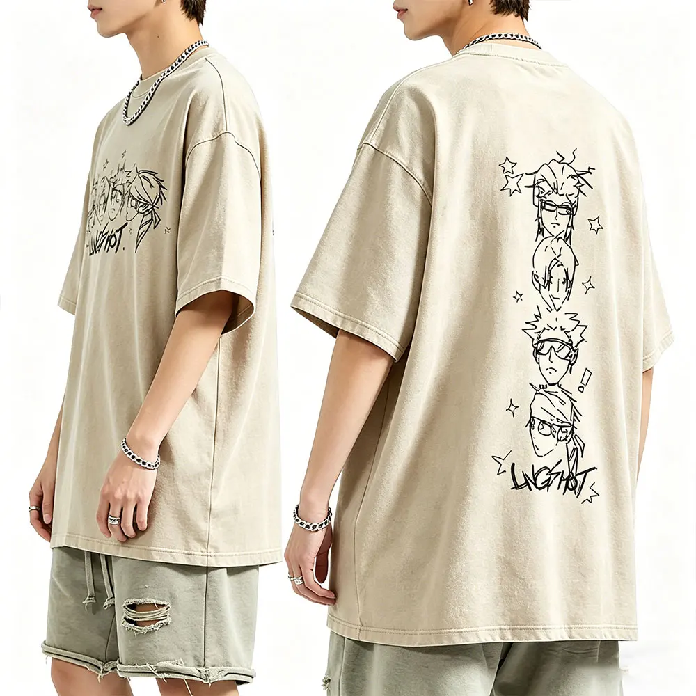 

Washed Vintage Kpop Fashion Jay Park LNGSHOT Face Graphic T-shirt 4SHOBOIZ Merch T-shirts Men Women Casual High Quality T Shirts