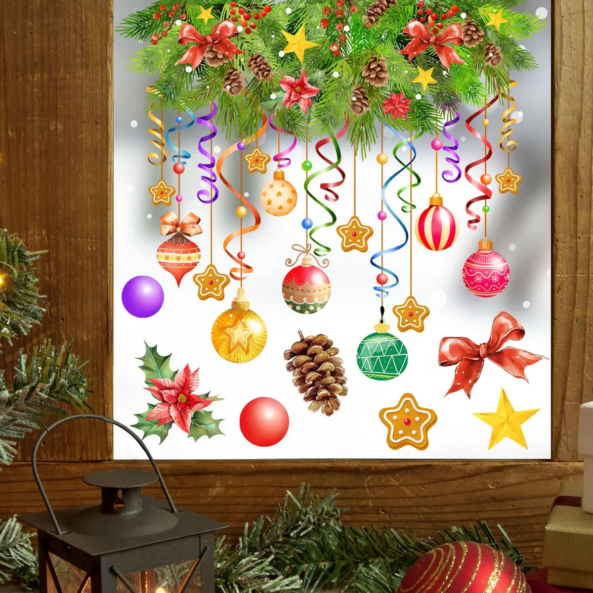 Christmas Decorations Clings PVC Stickers for Home Window Decals Electrostatic New Year Xmas Room Decor Stickers Double-sided