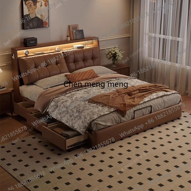 

Hot sales Makeup Frames Modern Bed Organiser Luxury Storage Space Bed Multifunctional Bedroom Cama De Casal Luxuosa Home Accesso