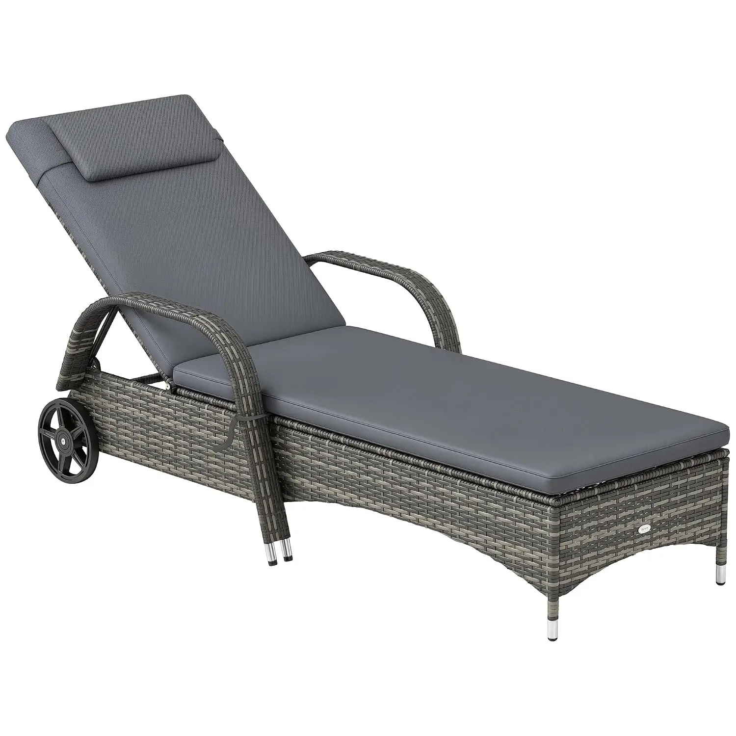 Wicker Outdoor Chaise Lounge Set of 2 Mixed Gray and Gray | 5-Level Adjustable Backrest, PE Rattan, Pool Lounge, Customized