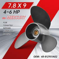 7.8x9 Aluminum Alloy 3-Blade Propeller 12-Spline Marine Engine Part for Tohatsu, Mercury, and Mariner 4-6HP Outboard Engines