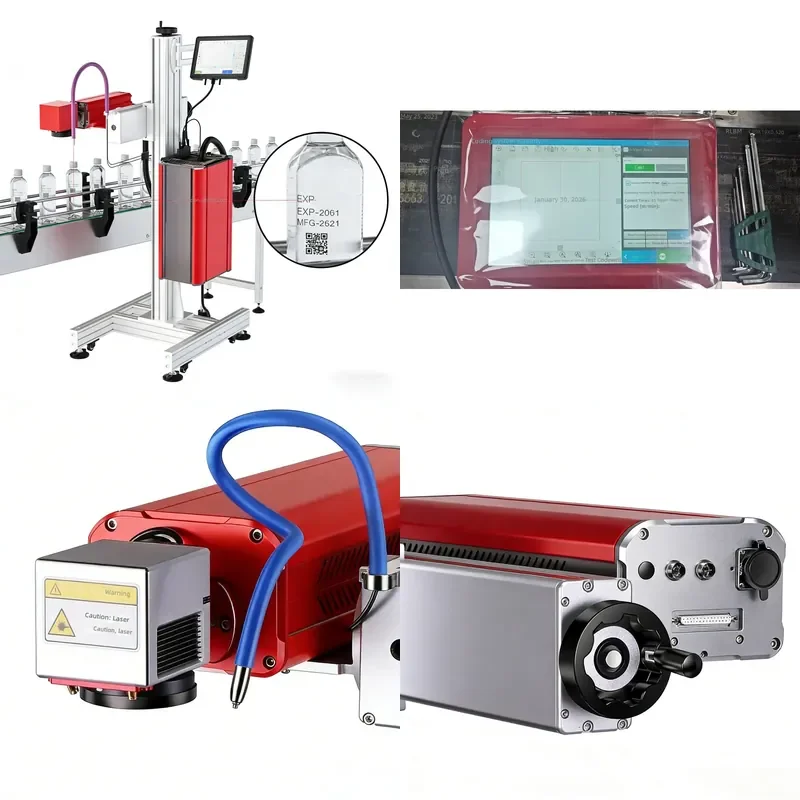 fo New and Upgraded CO2 Date Printer for Beverage Can and Bottle Marking with Conveyor Belt Supporting DXF BMP Format
