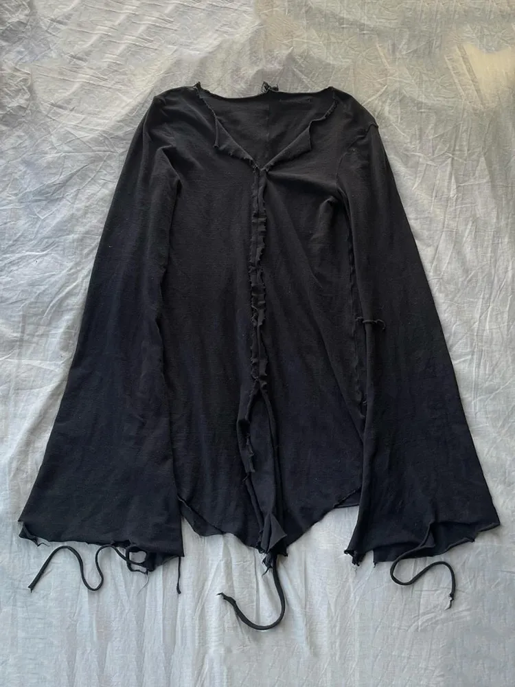 IfSixWasNine 00S archive visual department rough edge wash splicing wide sleeve T-shirt