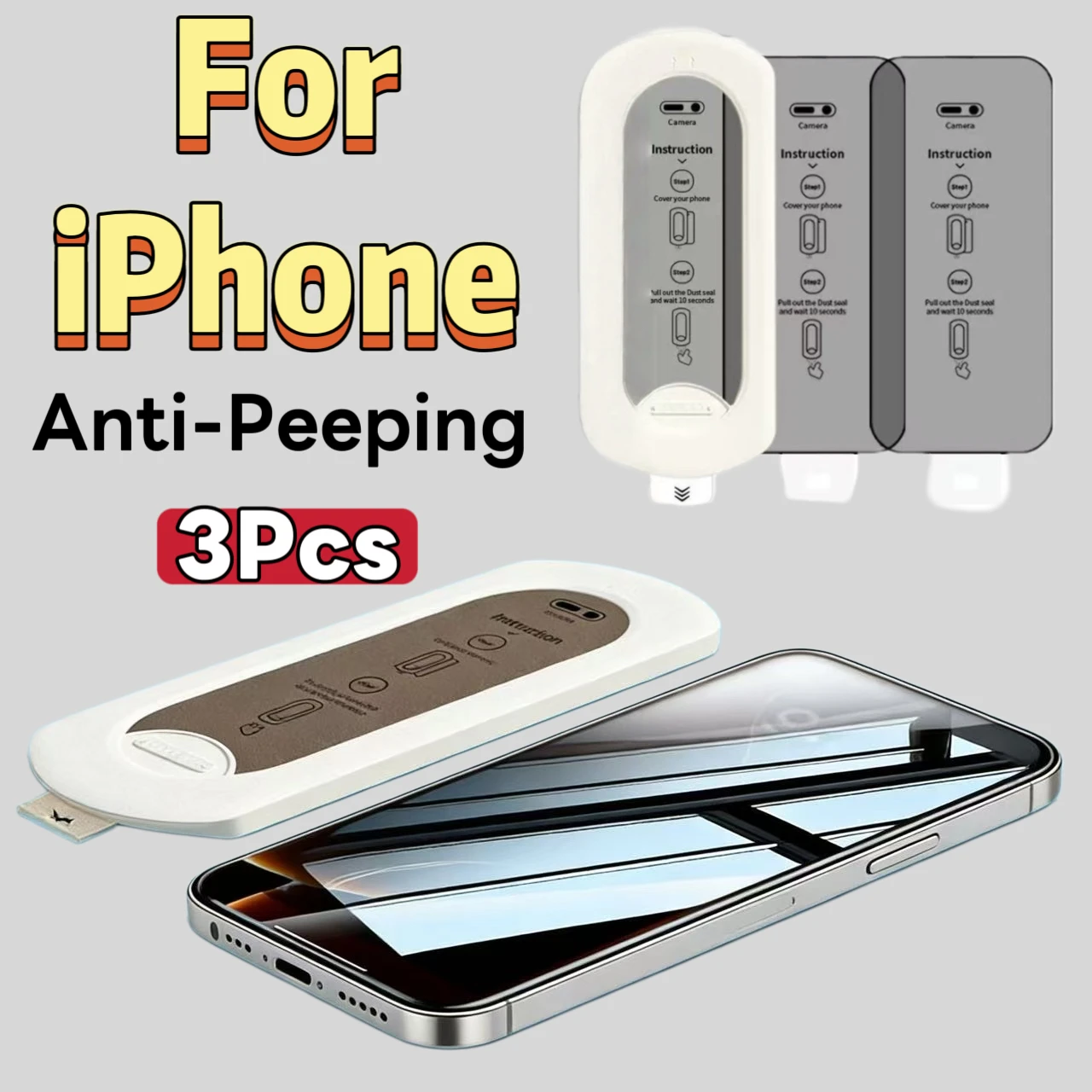 

Защитная пленка из закаленного стекла для iPhone, 3 шт., защита от подглядывания, защита от разрушения, простая установка, без пузырьков воздуха