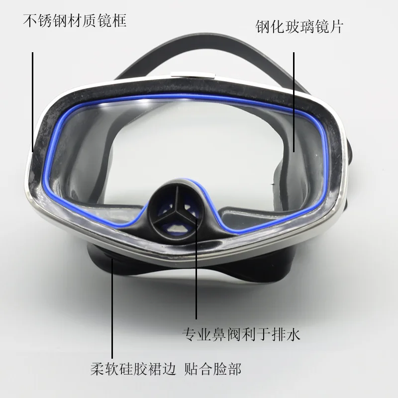 صمام نظارات الغوص سيليكون إطار كبير الكبار البحر اصطياد ضوء الزجاج المقسى أقنعة الغطس للرجال والنساء