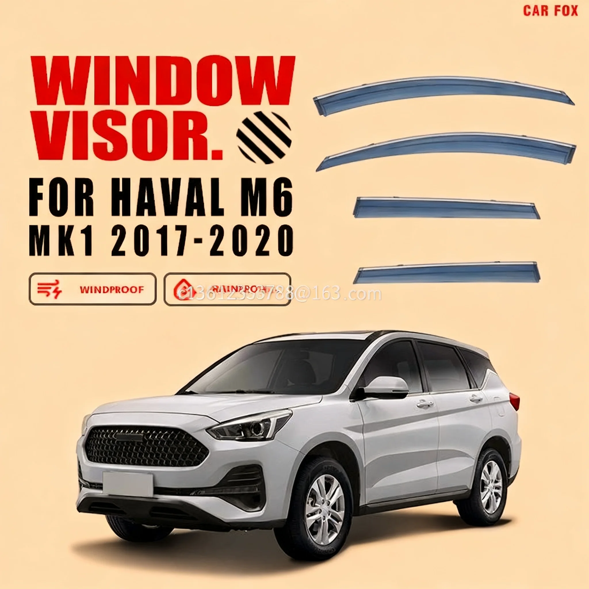 

Window rain shield, window rain guard, car decorative accessory, suitable for Great Wall Haval M6 PLUS, easy to install