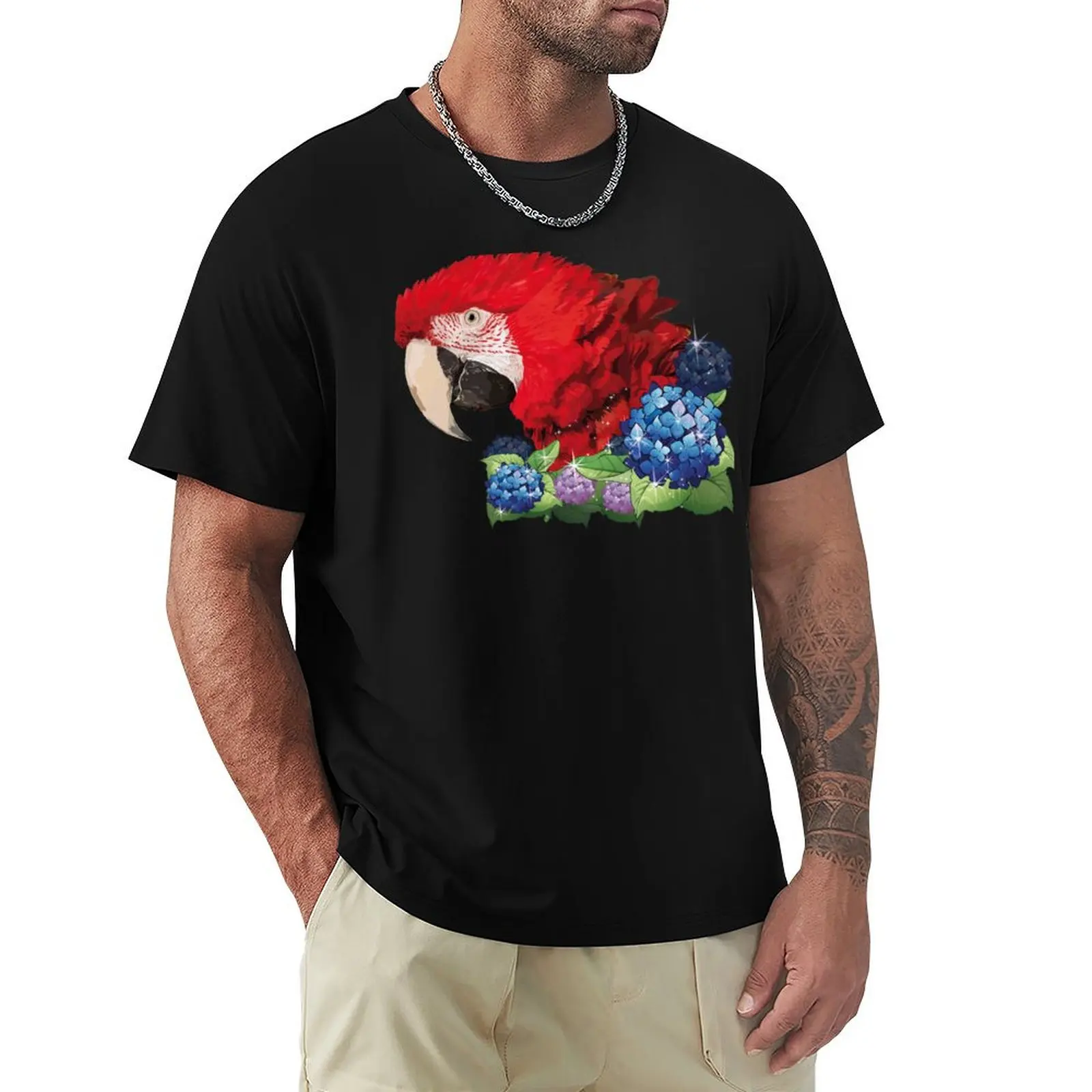 

Aliverde Macaw T-Shirt plus sizes blue archive mens t shirts top quality