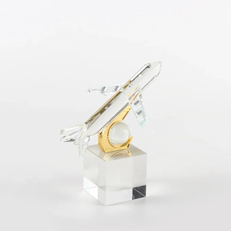 Décoration d'intérieur, ornements de bureau, avion en cristal, objets décoratifs en métal et en cristal, bibelots pour la décoration de la pièce