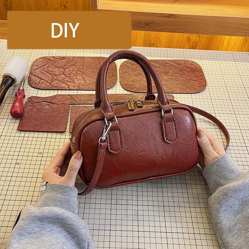 1Set DIY Leather Craft Handbag Bag Material Hand Sewn Leather Handmade With Hardware Accessories