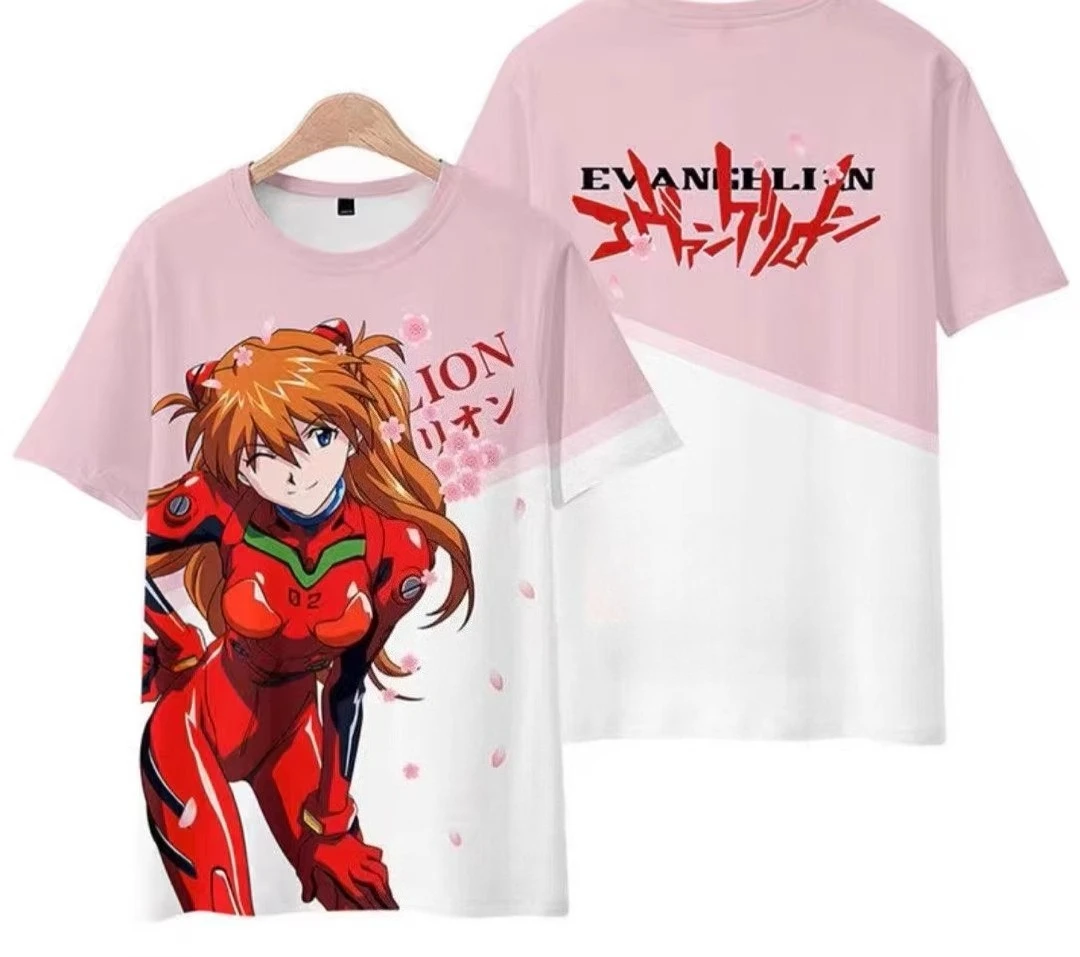 2026 Neon Genesis Evangelion Asuka Langley Sakura Oversized T-shirt for Boys and Girls, Suitable for Daily Wear and Training