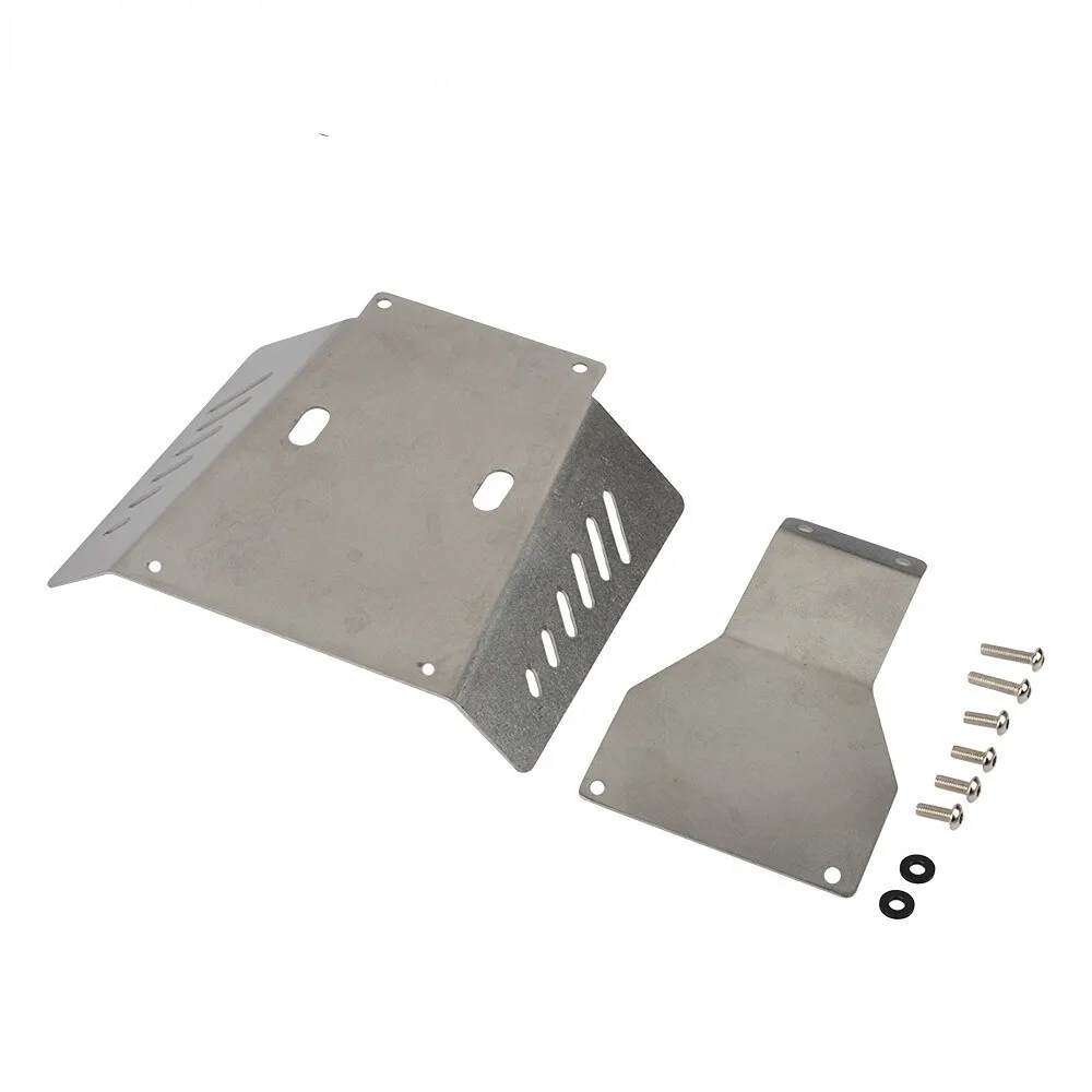 Edelstahl-Front- und Mittelchassis-Schutzplatte für Tamiya CC01 XC Pajero JEEP FJ40 Upgrade-Teile