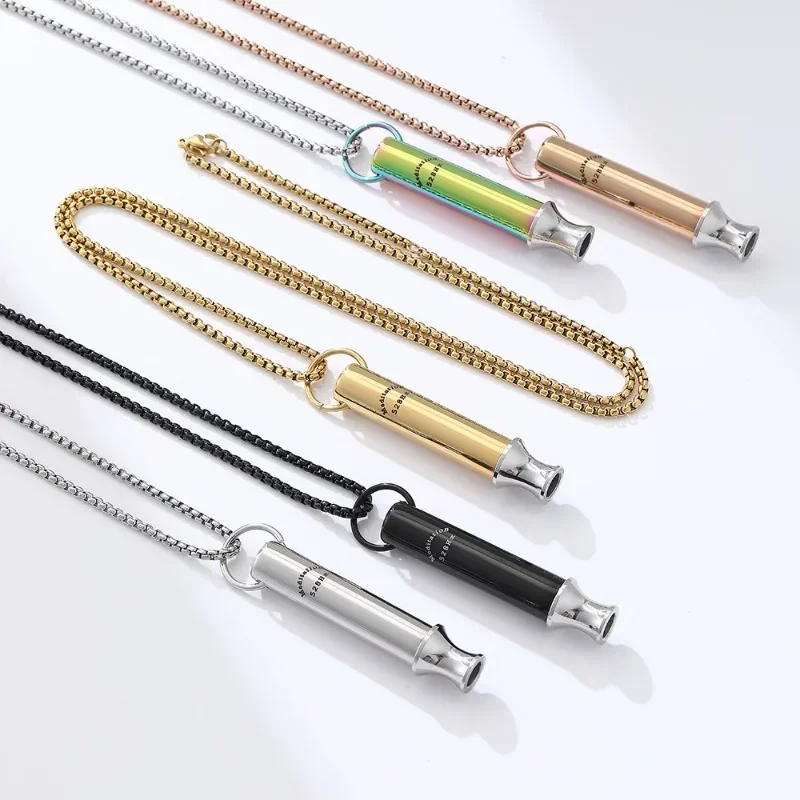 528Hz Whistle Necklace Yoga Meditation Sound Therapy Round Pipe Pendant Whistle Healing Musical Instruments Necklace Circular