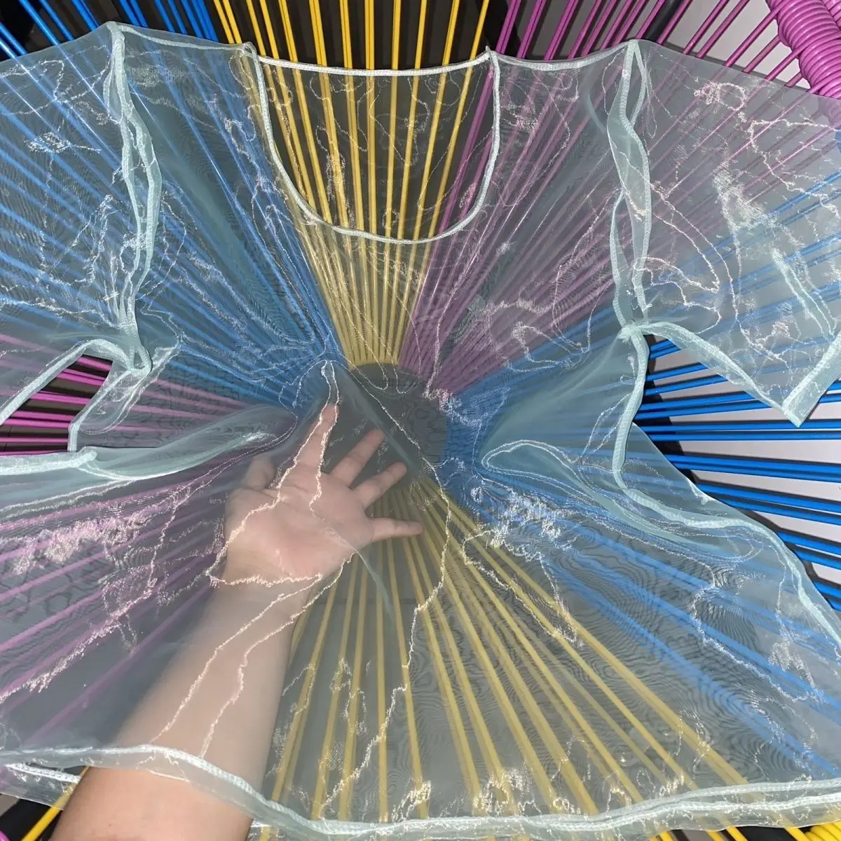Sexy Thin Silky Soft High Gloss Sheer Top Shorts See Through T Shirt Round Neck Loose Top Trousers FKK Couple Private Party view 4