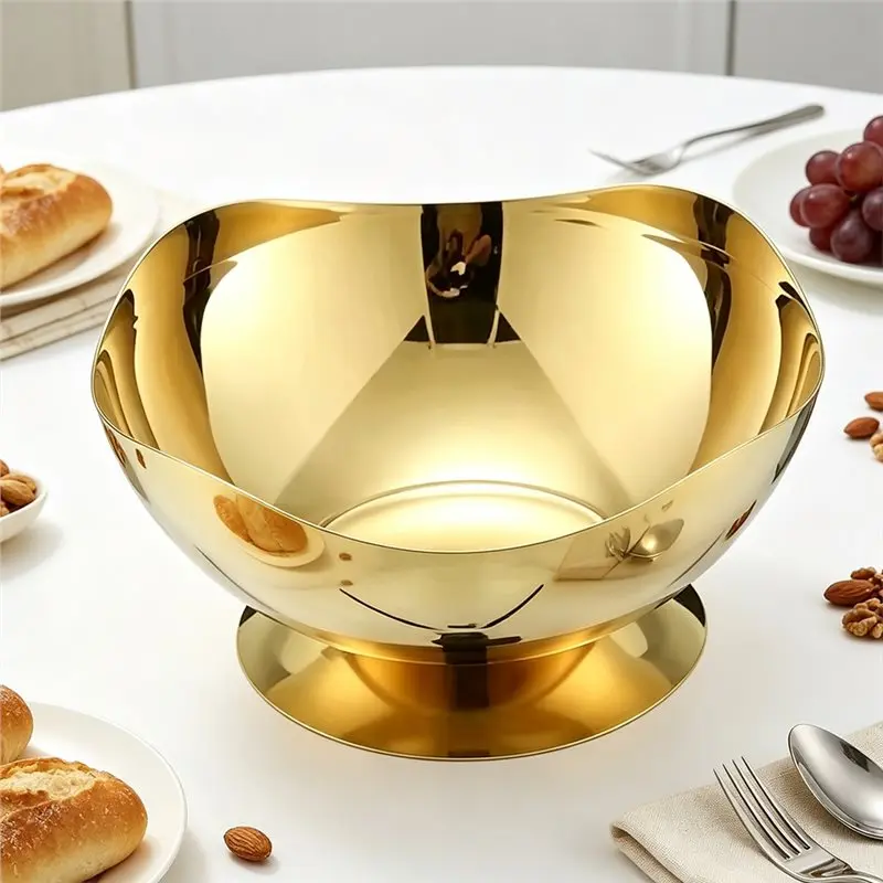 Stylish For Keys, Salad Bowls, Basins Plates, Coffee Pods Key Bowl-Gold Metal Dish For Entryway Table