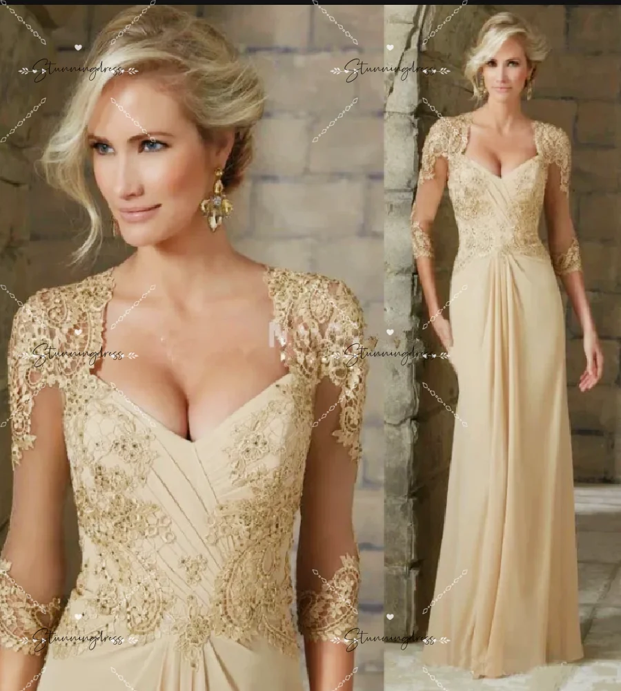 Elegante Vestido de Madrina con Encaje, Estilo Chic, Largo hasta el Suelo, de Chifón, para Boda en la Playa, Vestido de Invitada 2026, Espalda Descubierta Sexy, para la Madre del Novio