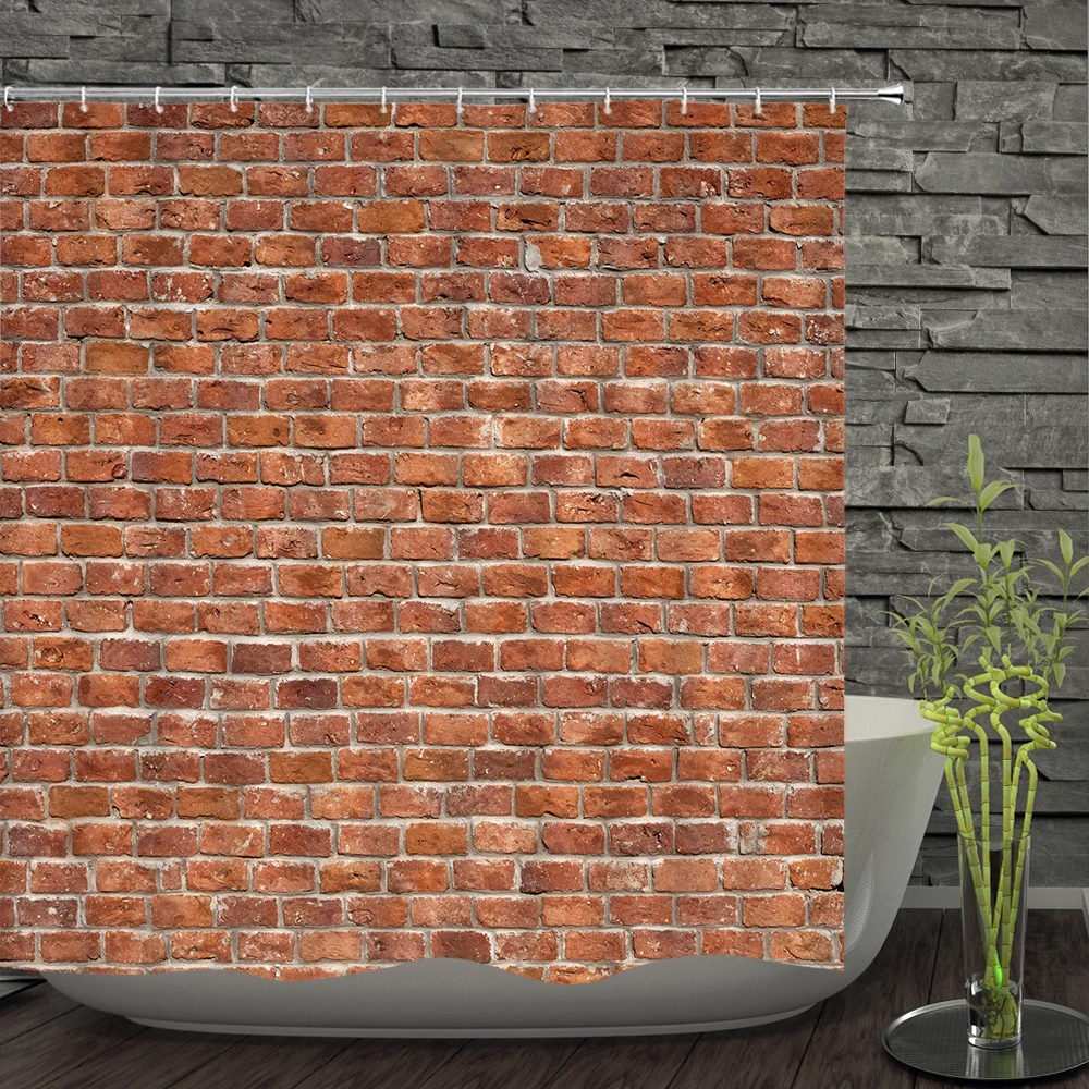 Old Brick Wall Shower Curtains Bathroom Curtain for Home Decoration Waterproof Polyester Fabric Bath Screen Curtain With 12 Hook