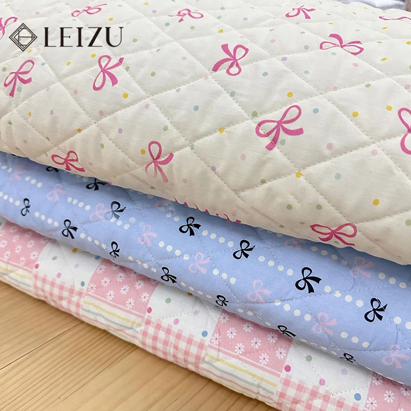 140x90cm Clip Cotton Quilted Fabric Bow Floral Print for Warm Jacket Bag Cotton Coat Bedding Pillows Handmade DIY Sewing Fabrics