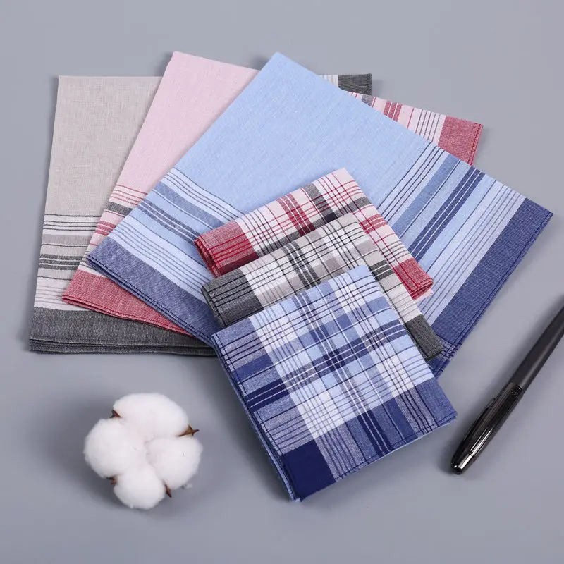 6 packs of men's pure cotton stitching handkerchief for women absorb water and sweat wipe towels color random