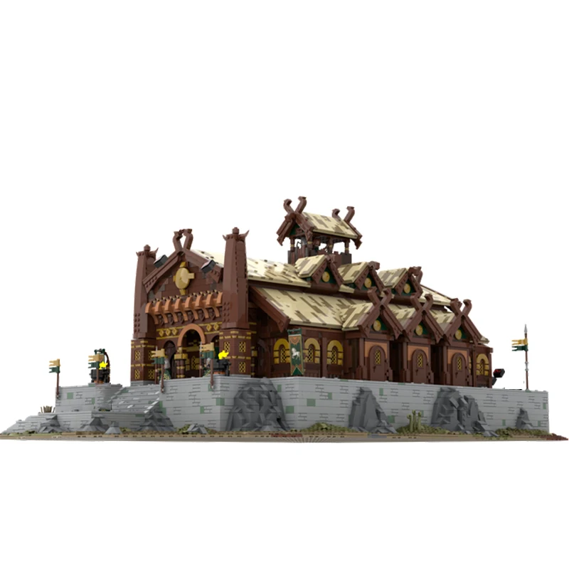 City Street View Serie Modulair Gebouw Moc Middeleeuwse Gouden Hal Diy Model Technische Bakstenen Montage Kinderen Speelgoed Geschenken