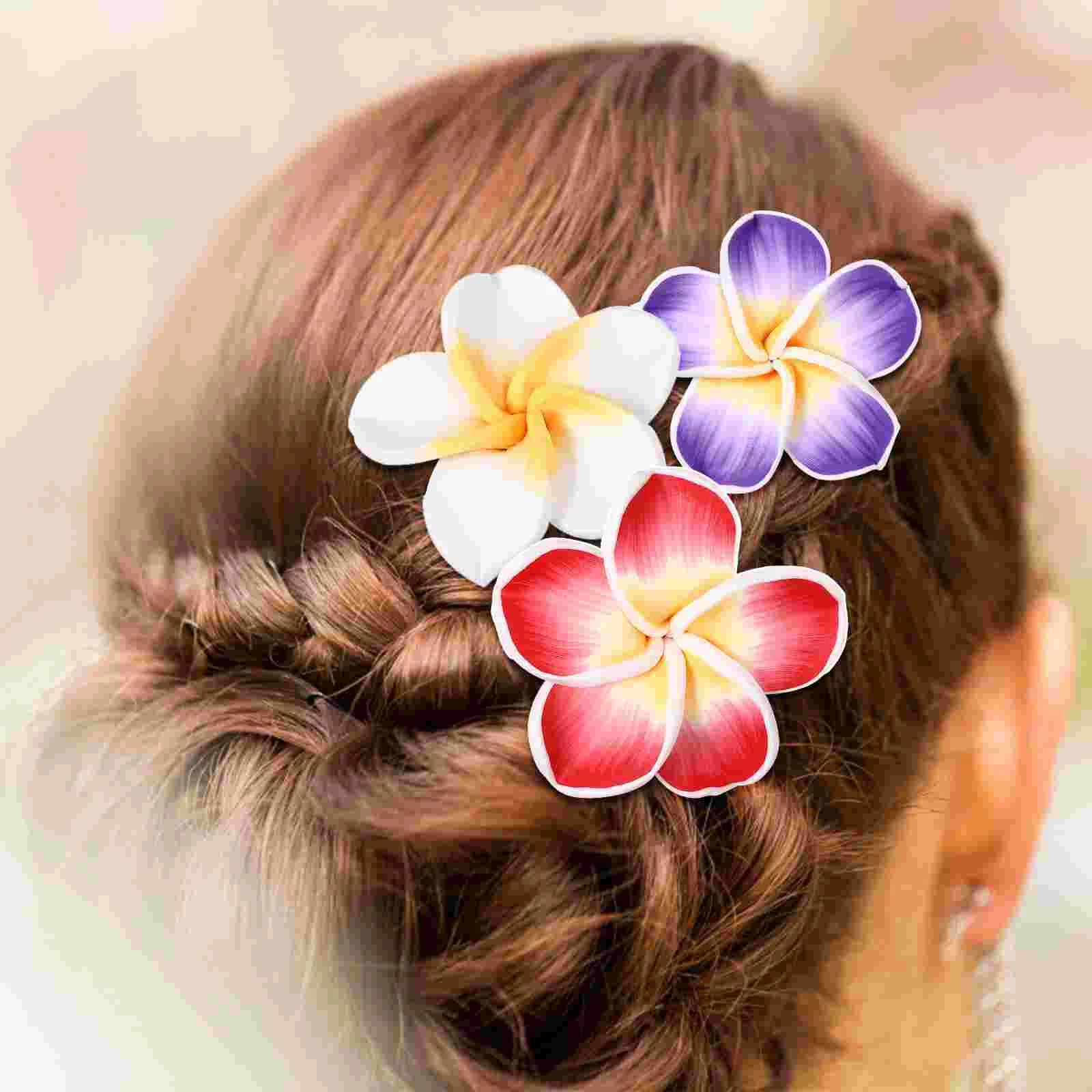 Faixas de cabelo plumeria decoração flor havaiana hairband laços acessórios corda para meninas elástica