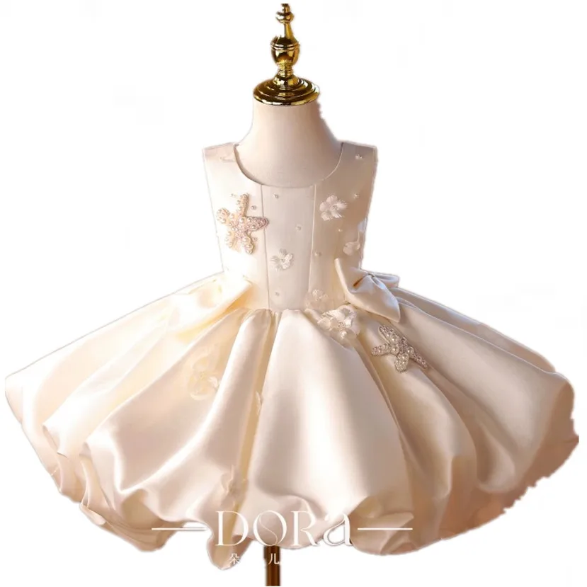 Hochwertiges Abendkleid für Kinder, Gastgeberin, Klavierauftritt, Hochzeit, Geburtstagsfeier, Kleider A5079, Mädchen-Kommunionkleid – Detail 8