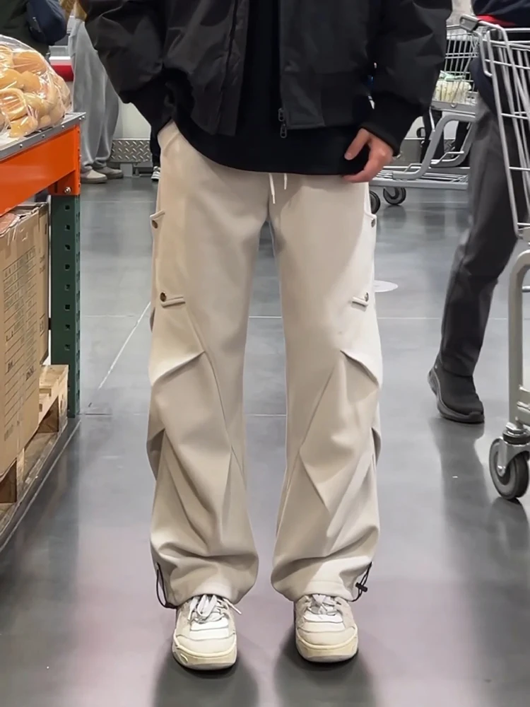 

Мужские утепленные спортивные брюки American Sle Thiened Starry Night для осени и зимы, модные плиссированные брюки-парашюты с драпировкой