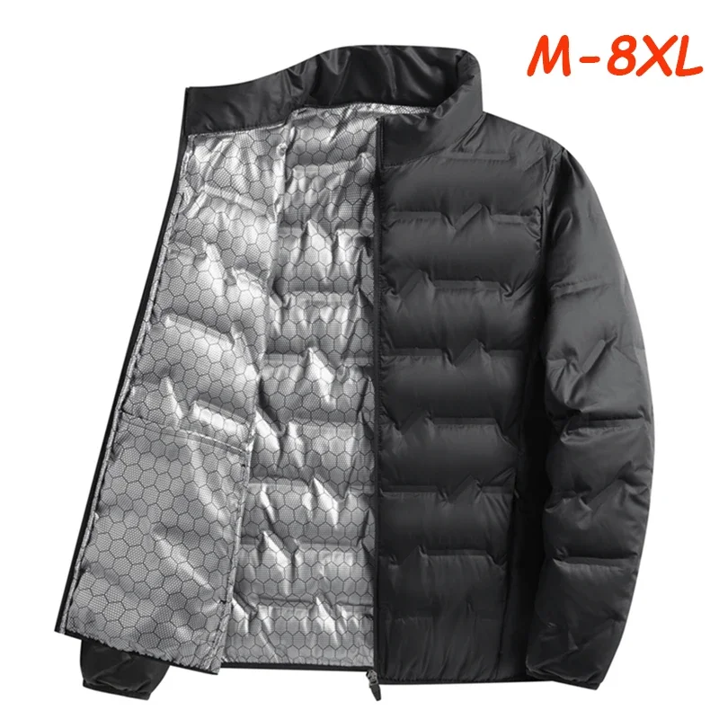 Plus size 8XL Men Winter New White Duck Down Jacket Warm Thick Stand Collar Windproof Puffer Jacket High Quality Waterproof 