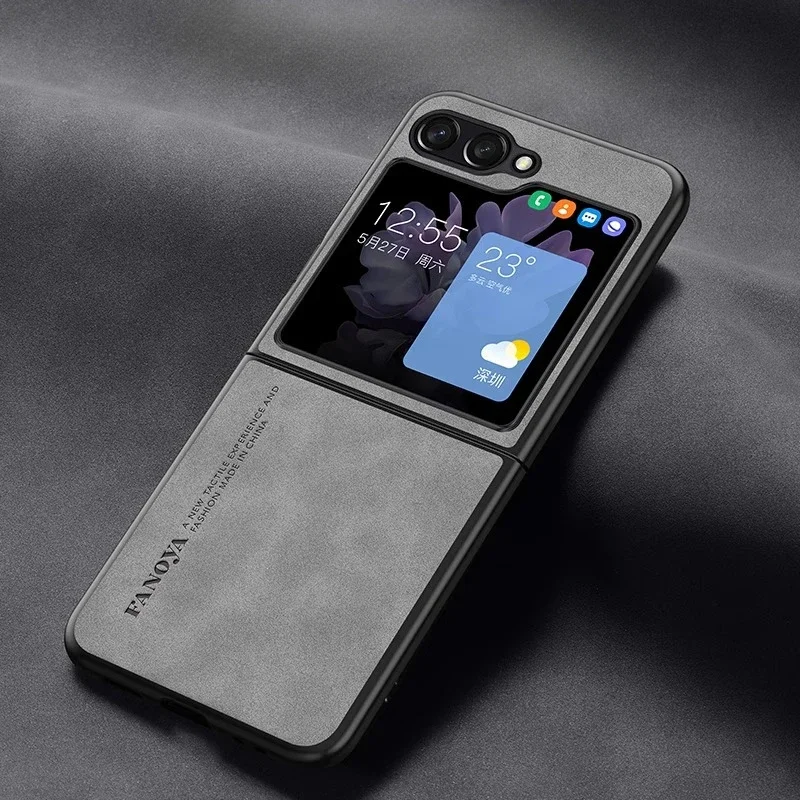 غلاف جلدي ريترو لهاتف samong Z Flip ، غطاء مقاوم للصدمات غير لامع ، Z Flip 3 ، 4 ، 5 ، قشرة فاخرة لـ Z Flip 6