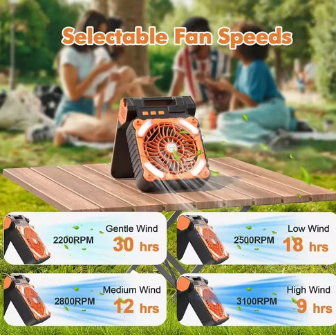 

Fashion Solar Camping Fan Portable 10000mAh Rechargeable Solar Fan with LED Lights Foldable Outdoor Tent Fan
