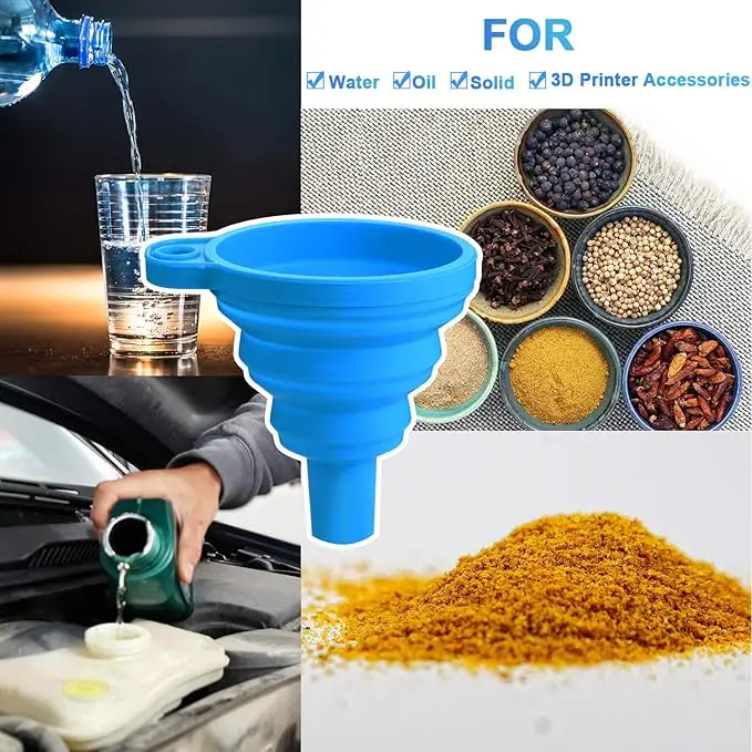 1/2/4pcs Kitchen Food Grade Silicone Collapsible Mini Funnels for Fuel Hopper Beer Oil Washer Fluid Change Tools Accessories
