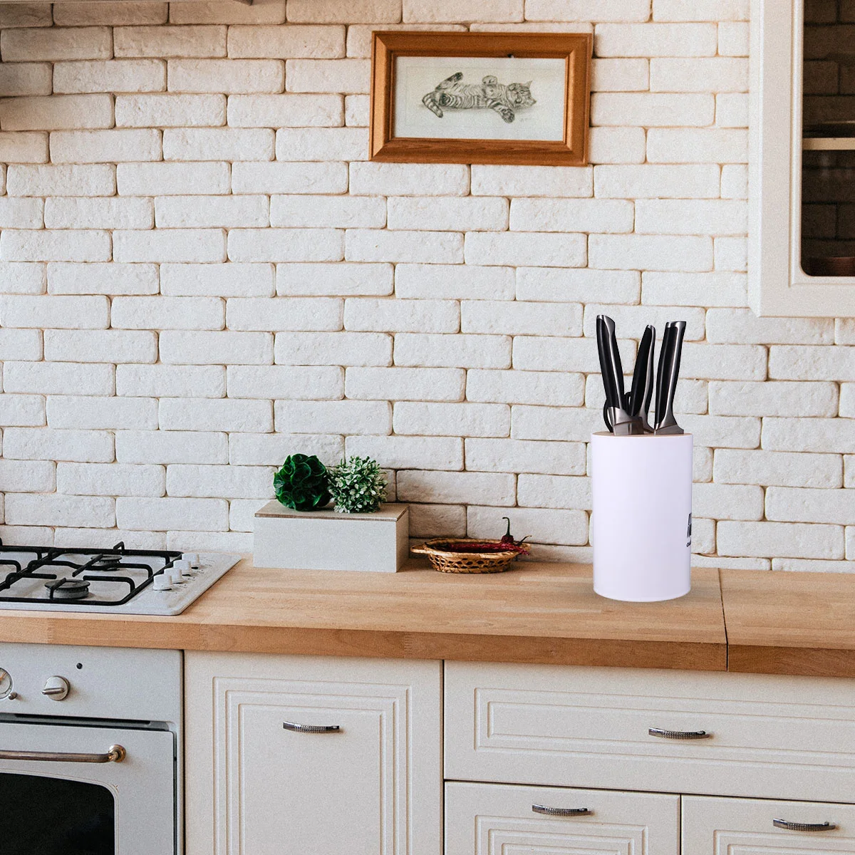 

1Set Of Knife Storage Rack Large Capacity Abs Plastic Cutter Organizer Kitchen Cutting Tool Holder Hollow Out Design Tableware