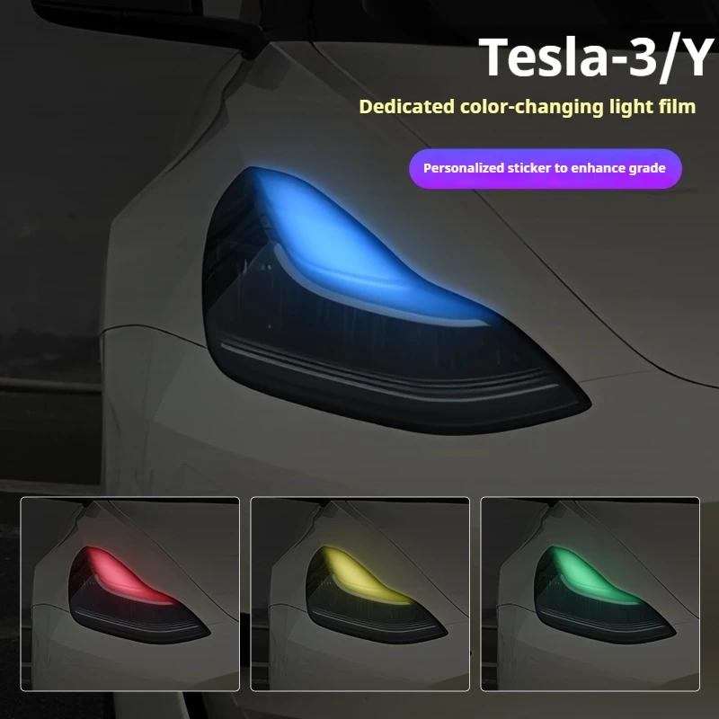 ل تسلا Model3 Y المصباح تغيير لون فيلم النهار تشغيل ضوء المضادة للخدش واقية ديكور فيلم ملحقات السيارة