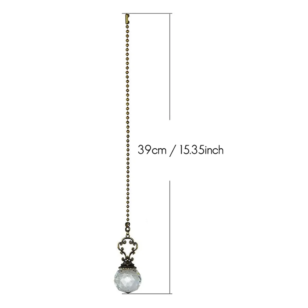 NOCM Set of 2 Vintage-Style Clear Fan Pull Ceiling Fan Chain Pulls Crystal Prism Ball