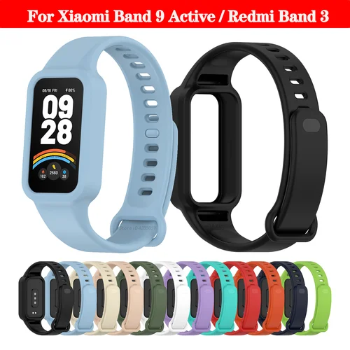 Correa de silicona + funda para Xiaomi Mi Band 9, pulsera activa para reloj inteligente Redmi Band 3, accesorios de repuesto