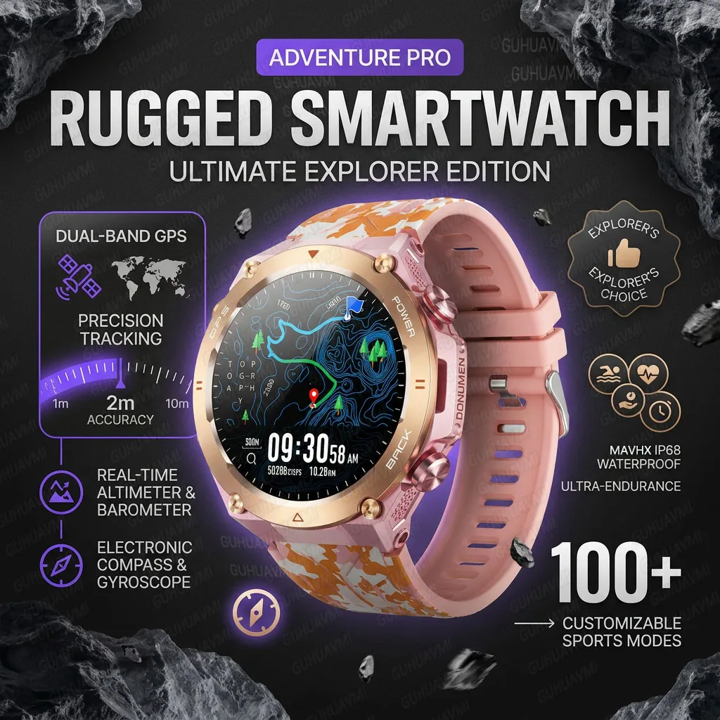 

Smart Watch Men Built-in GPS Barometer Compass Bluetooth Call 1.45 Inch Display 107 Sports 650mAh Battery Health Fitness Tracker