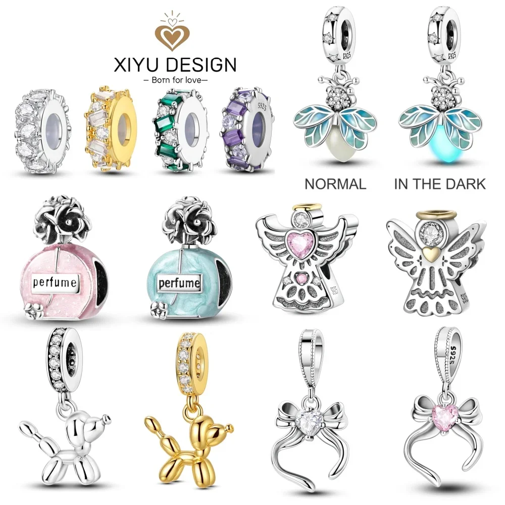 

Hot Original Angel Bow Firefly Charms ZirconSilicone Rubber Stopper Bead Fit 925 Sterling Silver Bracelet Women Jewelry Gift