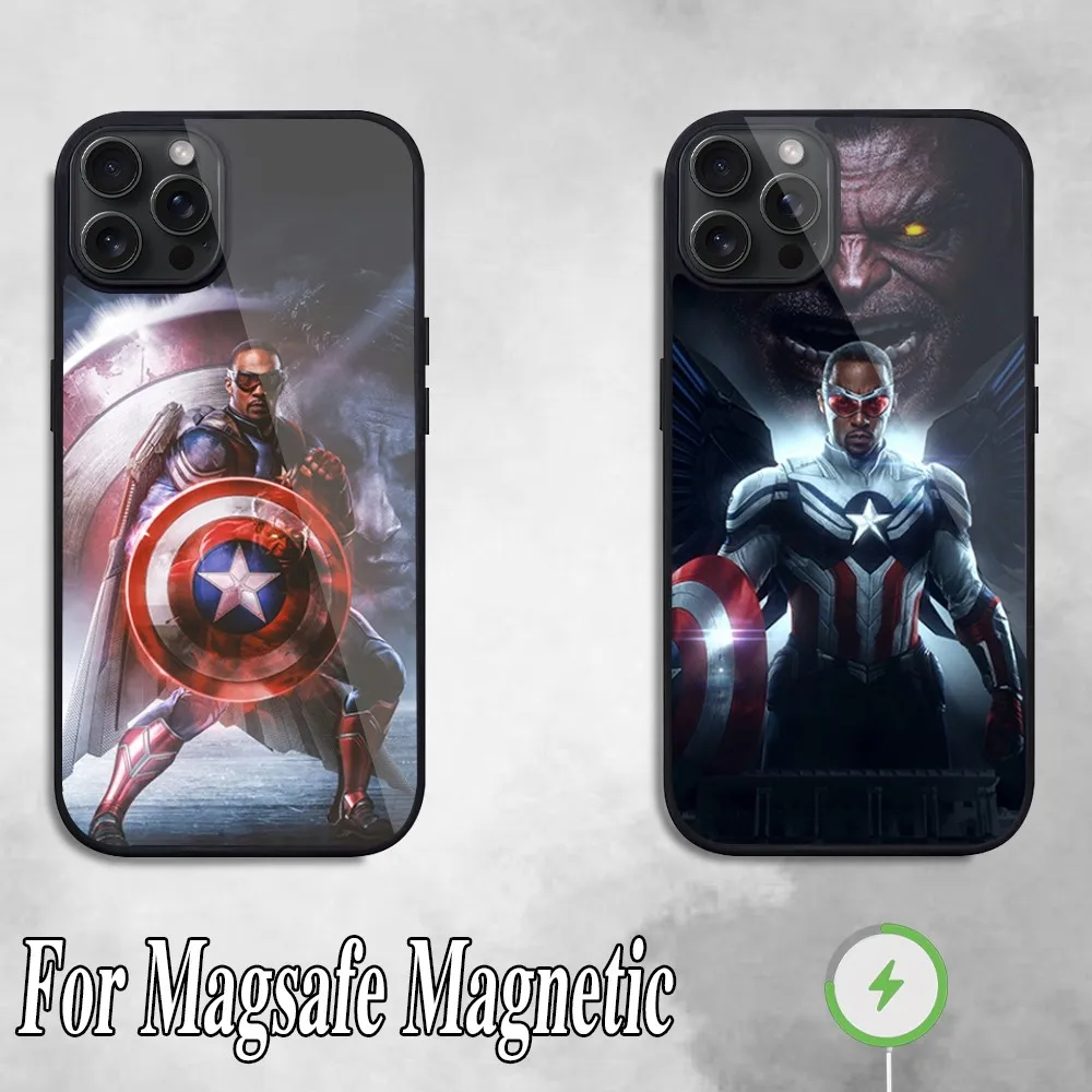 MINISO Captain America Brave New World Phone Case For iPhone 11 Mini 12 13 Max 14 Plus 15 Pro Magesafe Magnetic Shell