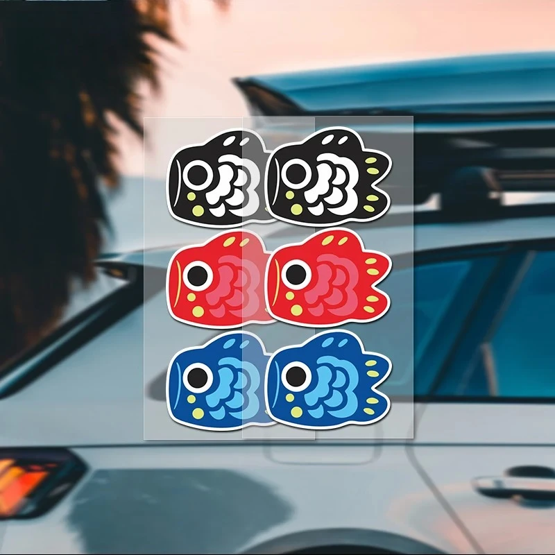 

1 шт./2 шт. набор наклеек с рисунком рыбы из мультфильма (черный, красный, синий) - водонепроницаемая виниловая наклейка для декора автомобиля, ноутбука