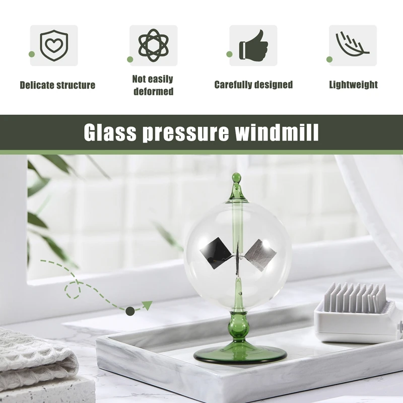 Green Solar Power Radiometer Crookes Solar Energy Spinning Vanes Windmill Gift Home Desk Decoration