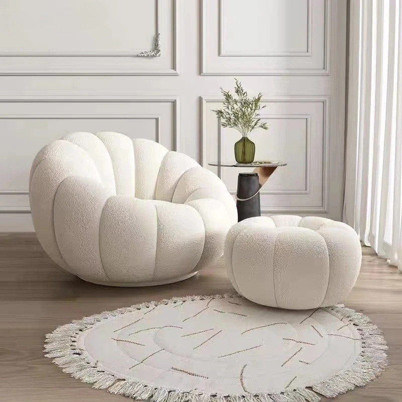 Pumpkin chair lazy single sofa cream wind sofa small apartment balcony bedroom rotating leisure chair