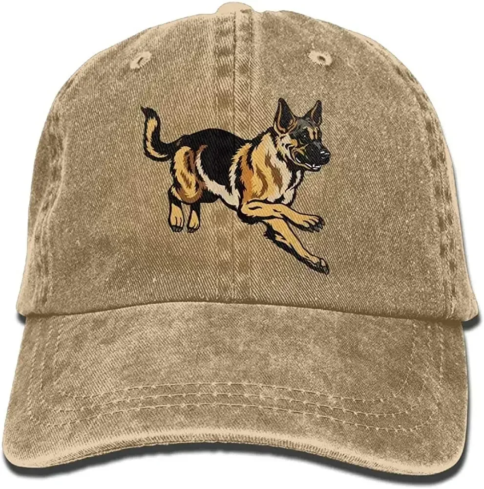 Cotton Baseball Cap Dog German Shepherd Unisex Snapback Caps Washed Denim Cap