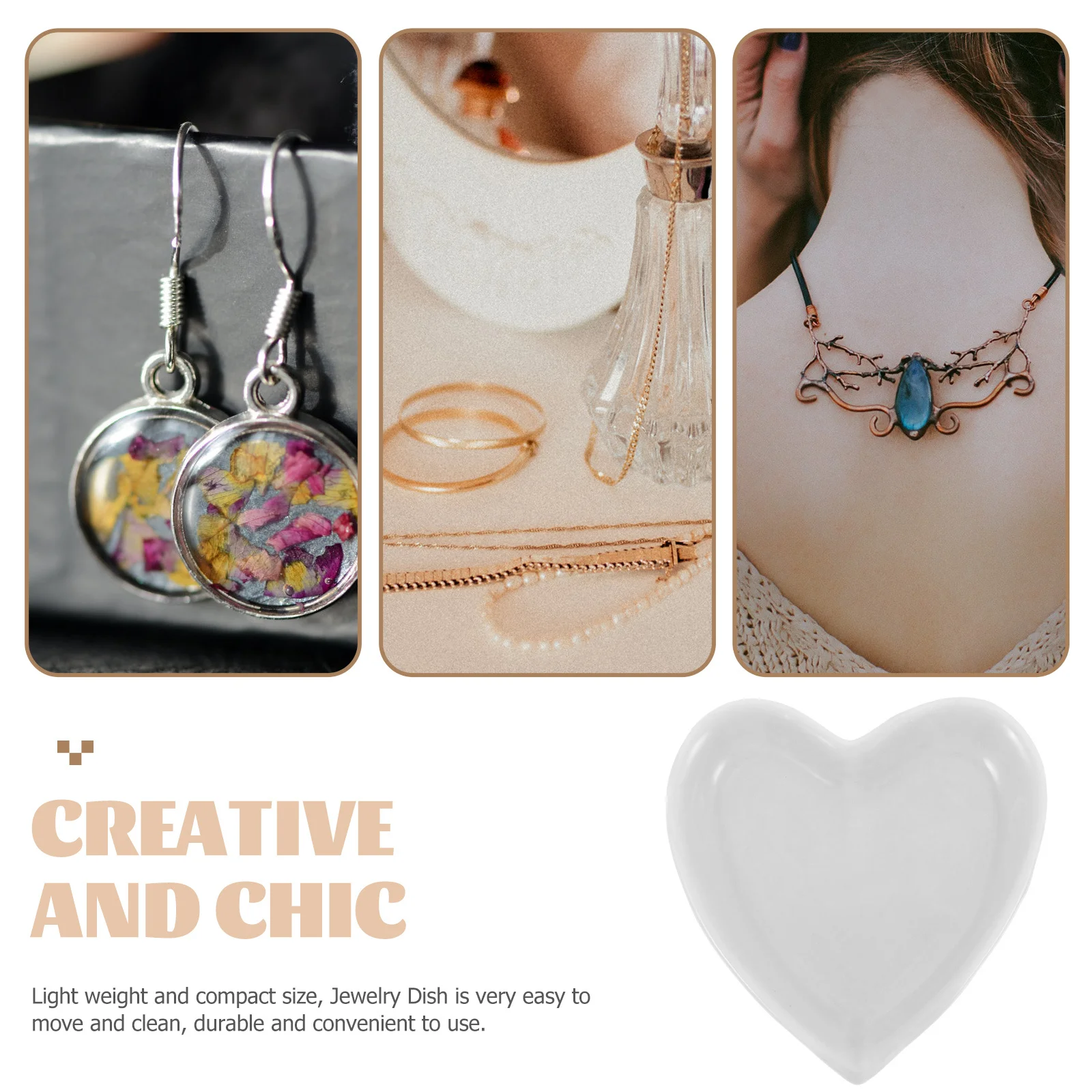 

The Gift Heart Shaped Decorative Tray Plate Jewelry Dish White Jewellery Plates