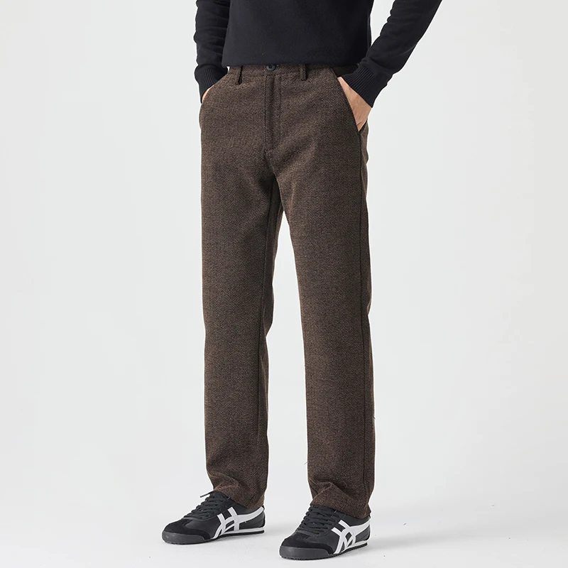 

Мужские свободные повседневные брюки, осенне-зимние новые модные широкие деловые брюки с карманами, удобные эластичные брюки с эластичной резинкой на талии