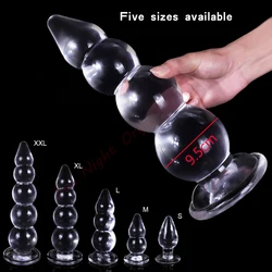 S/M/L/XL/XXL Anal Plug 9.5cm Large Anal Beads 5 Beads Silicone Butt Plug Huge Dildo Dilator Bdsm Fist Strap On Pull Bead Sex Toy