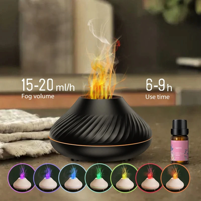 Xiaomi Ultrasonic Aromatherapy Humidifier Colorful Simulation Flame USB Linking Essential Oil Fragrance Machines Desktop Bedroom