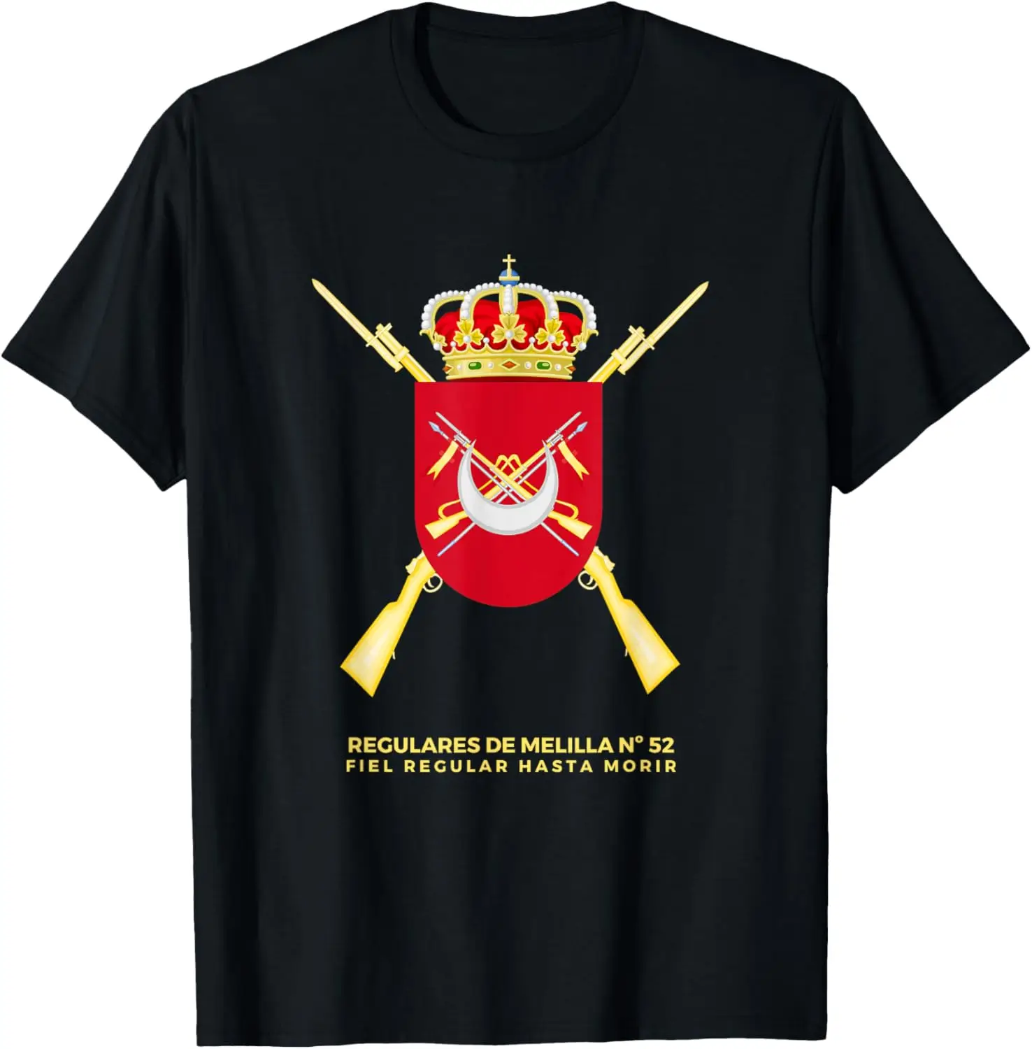 Emblema Regulares de Melilla 52 Ejercito Spananyol تي شيرت قصير الأكمام عادية 100% قطن قميص