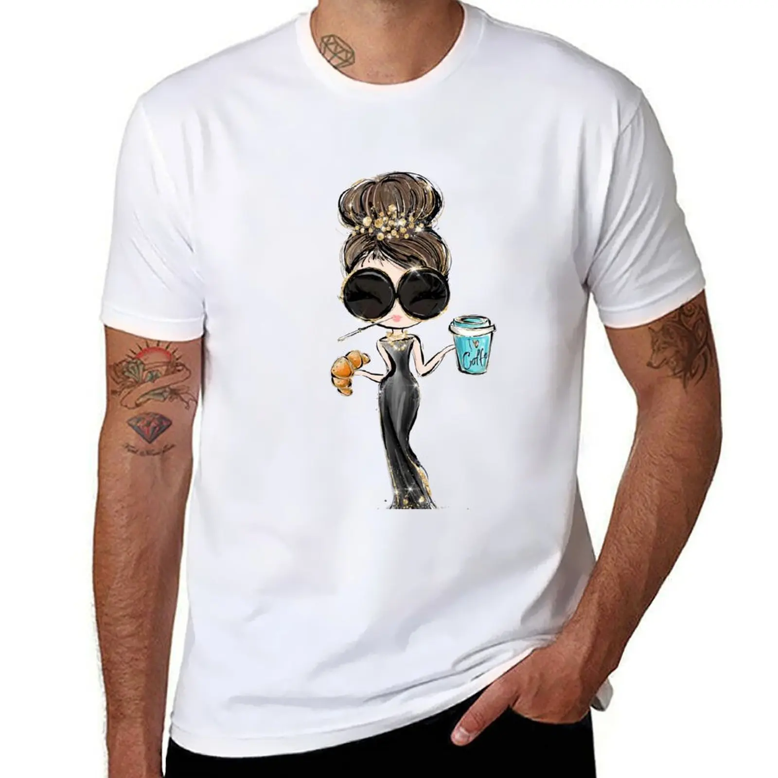 

Audrey Hepburn Inspired Cartoon Character T-Shirt man t shirt luxury t shirt men 100% cotton luxury brand T-Shirt