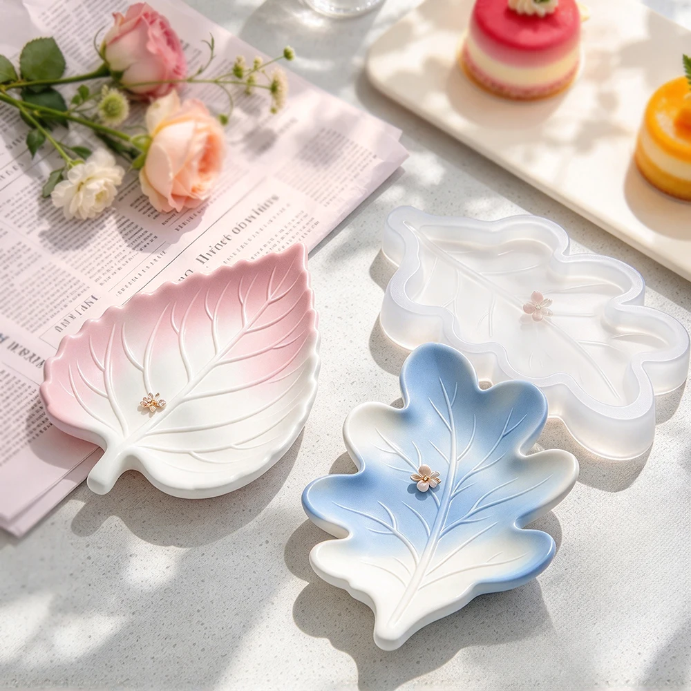Ginkgo Leaves Design Gypsum Coaster Silicone Mold DIY Leaf Shaped Plaster Resin Storage Tray Desktop Decoration Crafts Molds