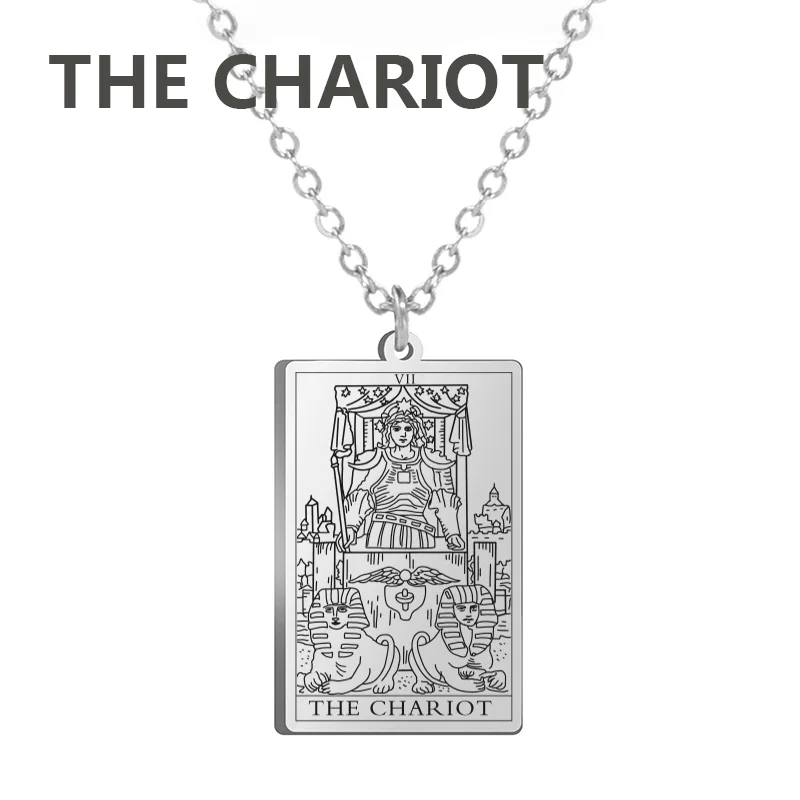 Dawapara Tarotkarten Halskette Damen Edelstahl Halskette Reichtum Amulett Klassisches Tarot Major Arcana Wahrsagerei Charm Schmuck